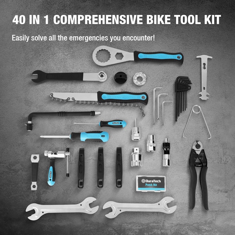 DURATECH 40 Pieces Bike Repair Kit, Complete Bicycle Tool Kit with Storage Case, Bike Tools for Mountain & Road Bikes – Chain, Tire, Brake, and Pedal Maintenance Set, Great Gift for Men, Women - Image 3